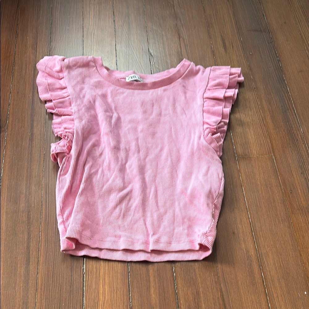Zara Pink Ruffled Crop Top